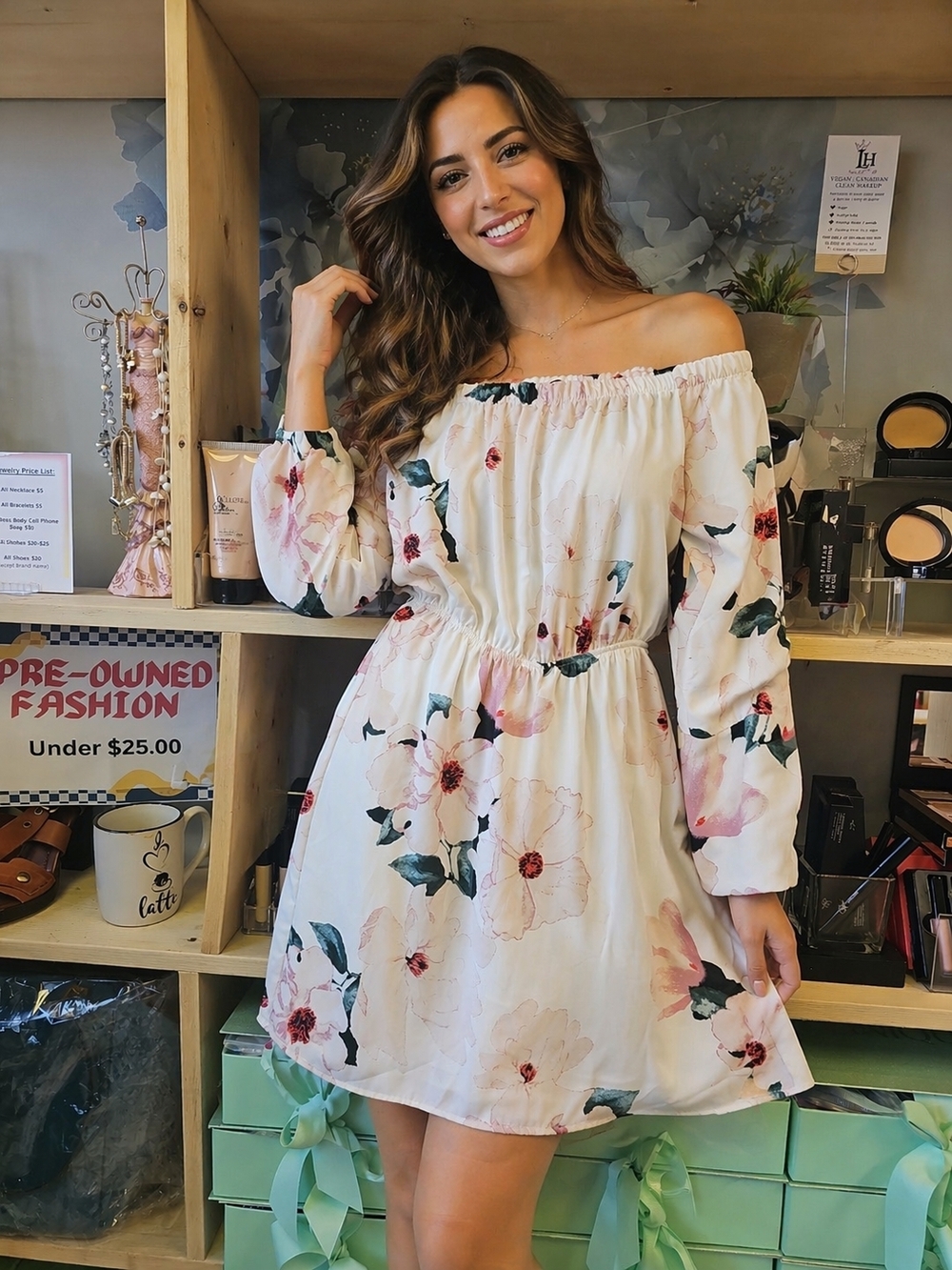 Dynamite White Floral One-Shoulder Mini Dress